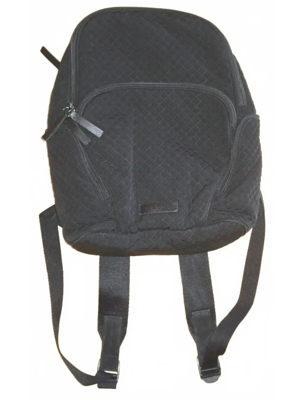 Vera Bradley Quilted Mini Black Backpack with Black, Tan & Pink Floral Interior